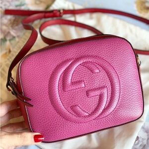 Gucci GG Soho Disco Shoulder Bag Red Pink